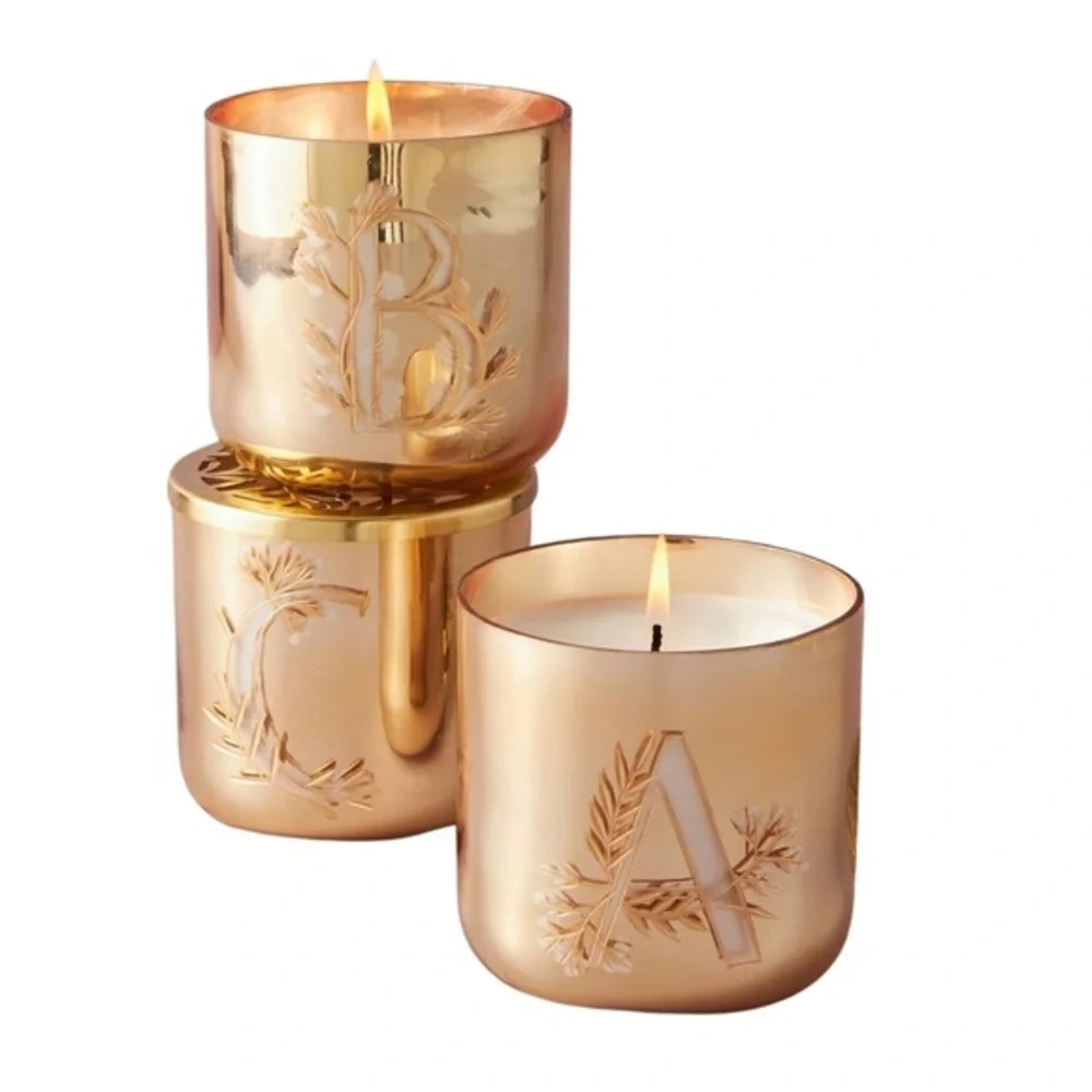 Holly Monogram Glass Candle-M